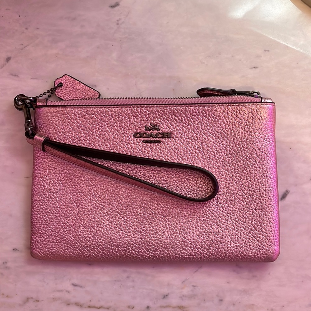Pink sparkly Coach wristlet